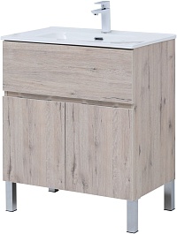 Aquanet Мебель для ванной Алвита New 70 1 ящик 2 дверцы дуб веллингтон белый – фотография-4